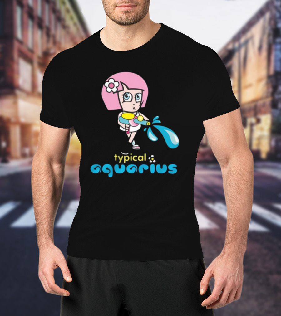 Typical Aquarius Cute Cartoon Girl With Water Splash T-Shirt