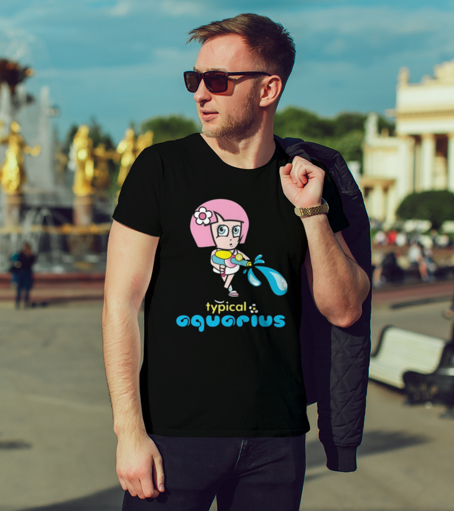 Typical Aquarius Cute Cartoon Girl With Water Splash T-Shirt