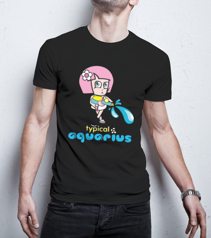 Typical Aquarius Cute Cartoon Girl With Water Splash T-Shirt
