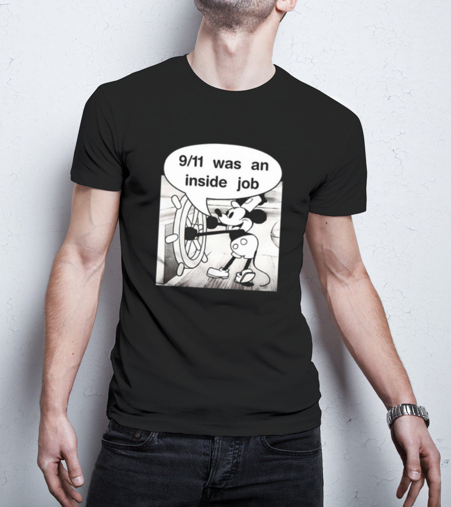 9/11 Was An Inside Job Mickey Mouse Steering Wheel T-Shirt