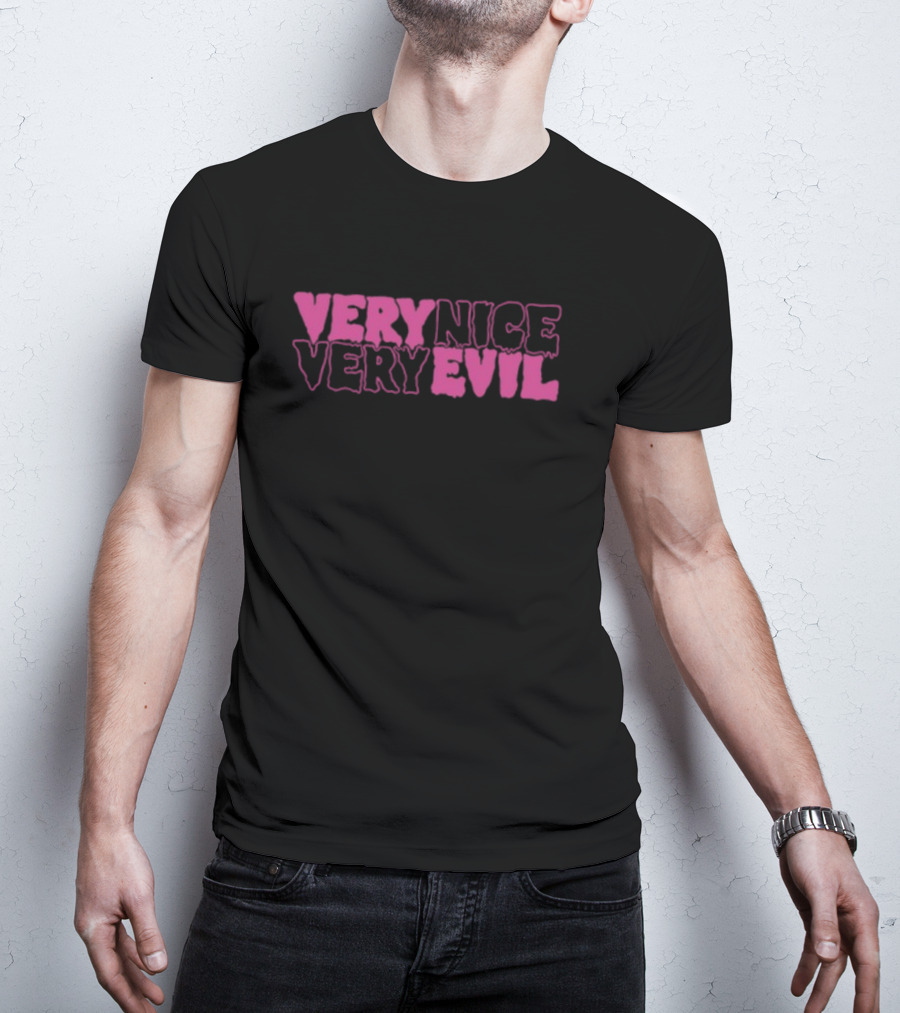 Very Nice Very Evil Pink Word Logo T-Shirt