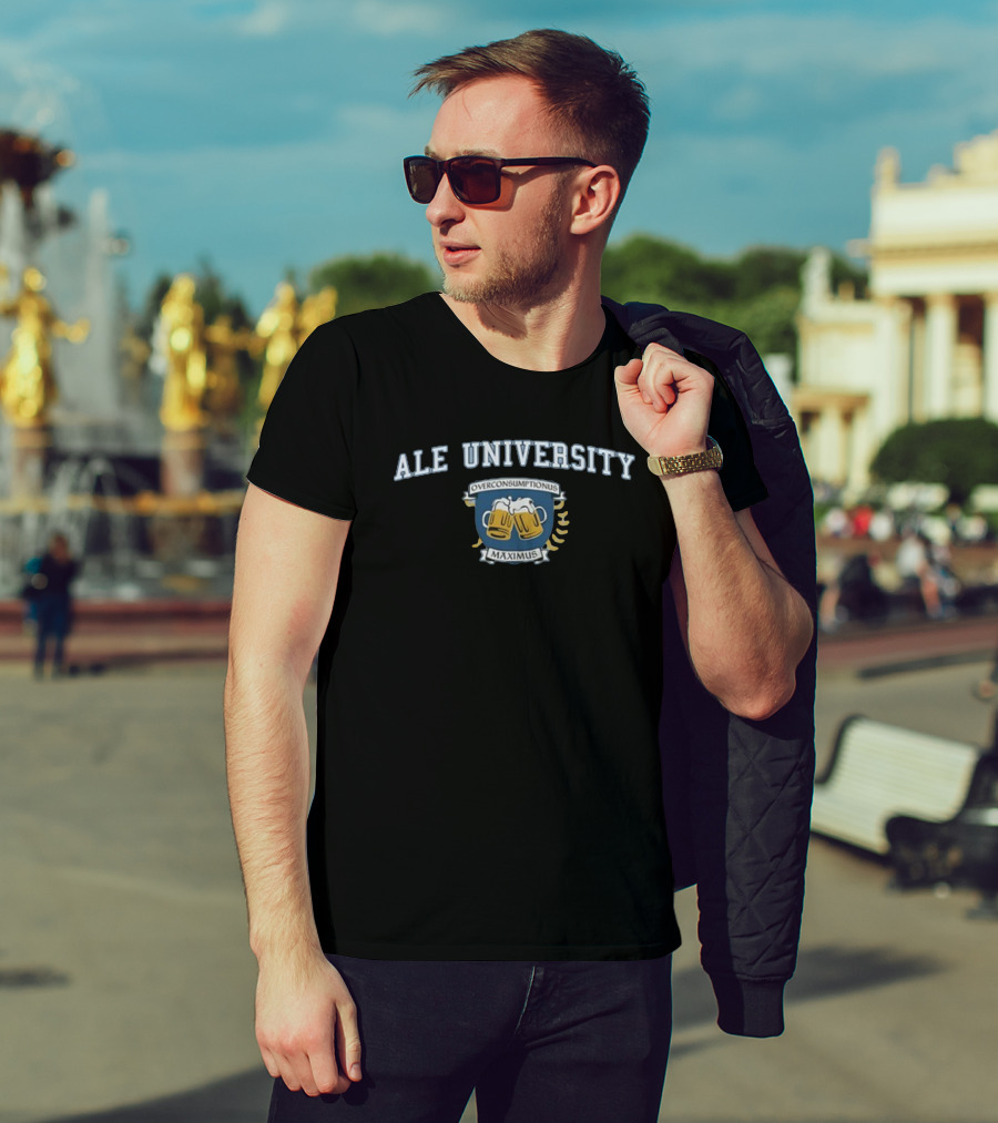 Ale University Overconsumptionus Maximus Beer Mugs Crest T-Shirt