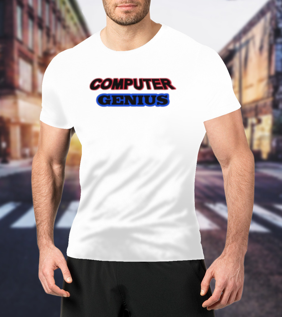 Omweekend Red Blue Computer Genius T-Shirt