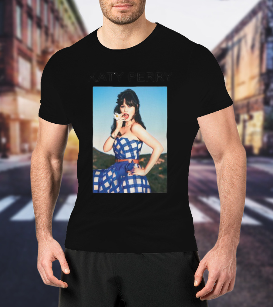 Katy Perry Blue Checkered Dress Photo T-Shirt