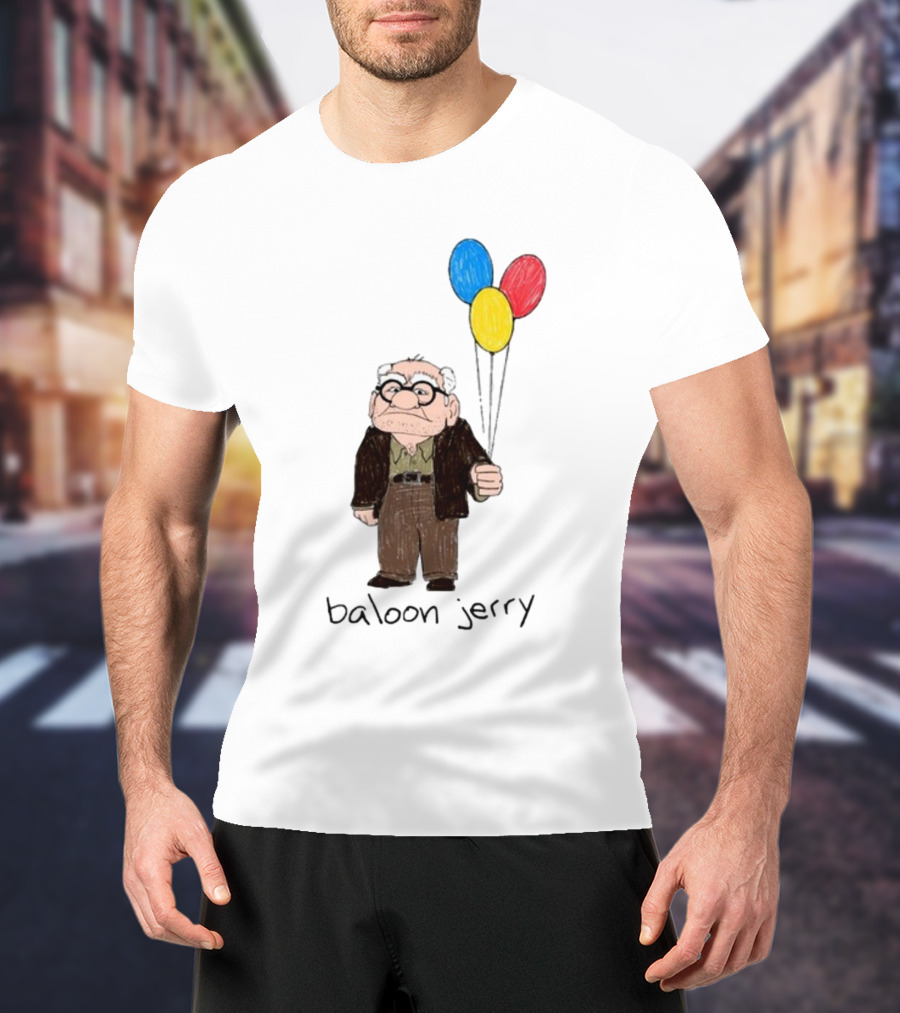 Baloon Jerry Elderly Cartoon Holding Colorful Balloons T-Shirt