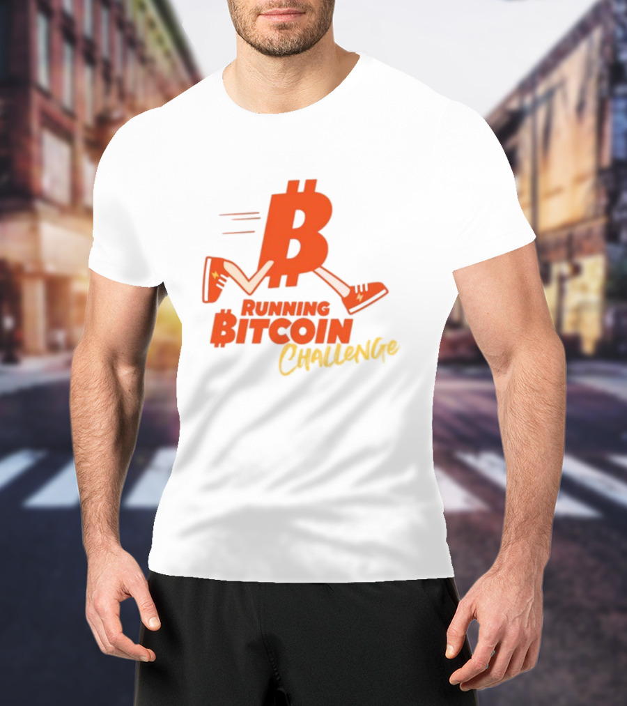 Fran Finney Running Bitcoin Challenge Icon With Sneaker Dollar T-Shirt
