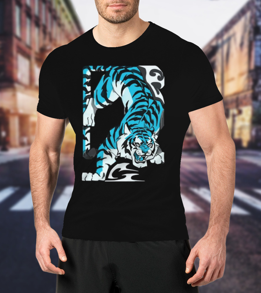 Mawili Poisonp1nk Blue Tiger Stripes T-Shirt