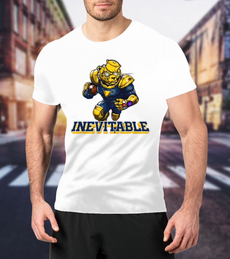 Michigan Inevitable Bear In Armor Football Character T-Shirt