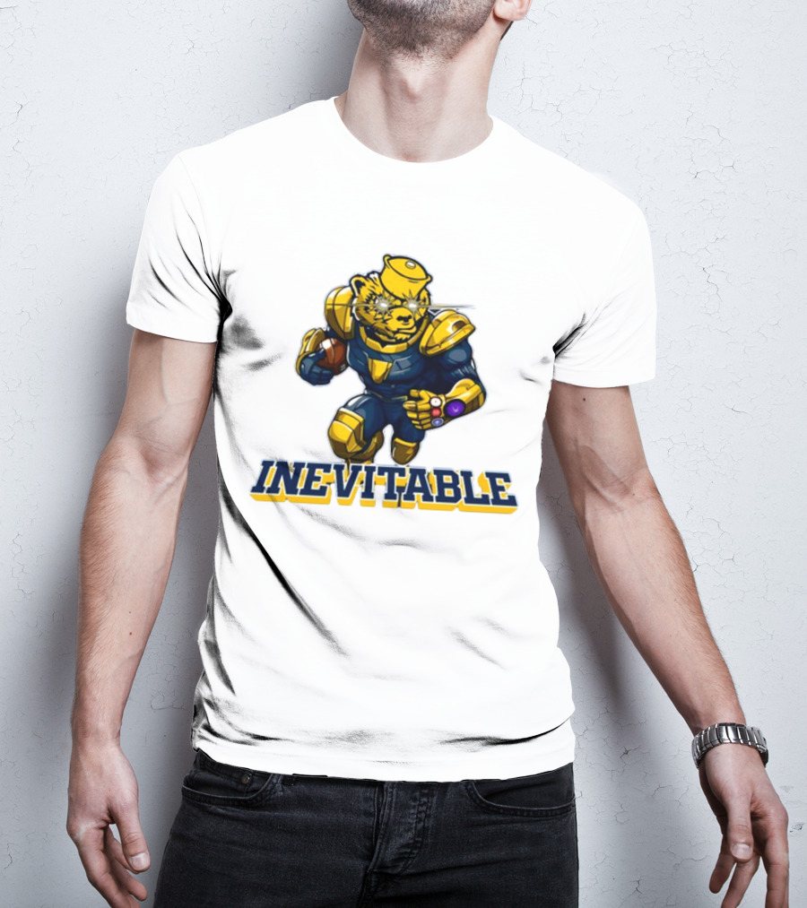 Michigan Inevitable Bear In Armor Football Character T-Shirt