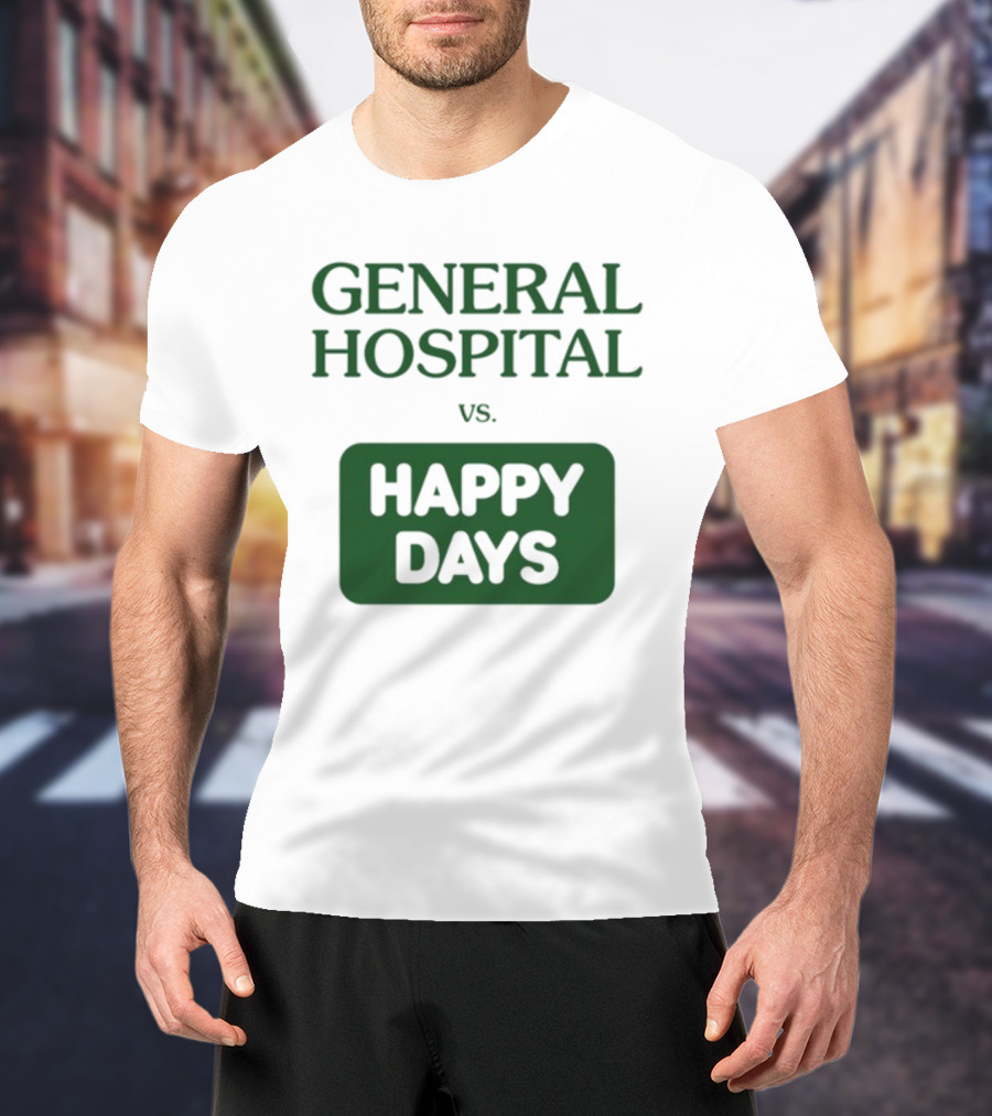 General Hospital Vs. Happy Days Retro TV Show Face-Off T-Shirt
