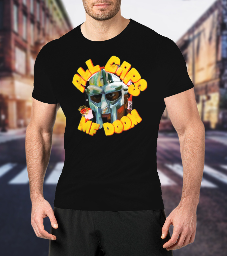 All Caps MF DOOM Villain Graphic Mask T-Shirt