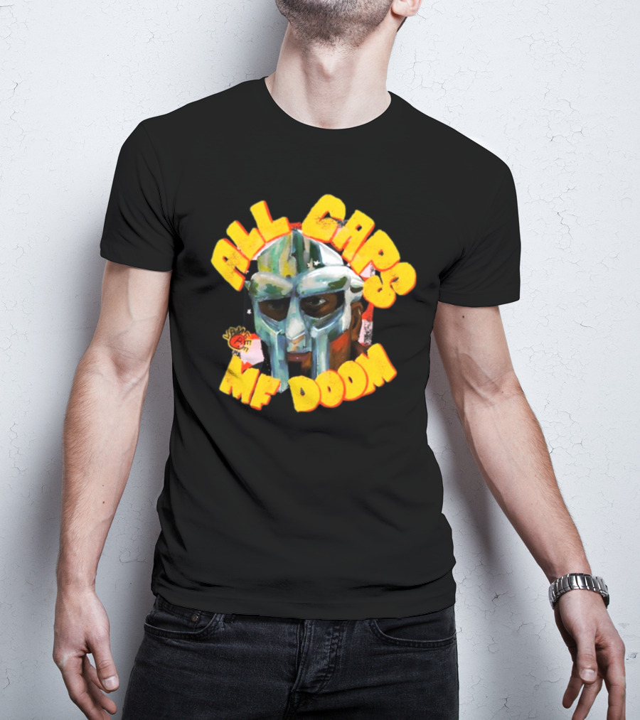 All Caps MF DOOM Villain Graphic Mask T-Shirt