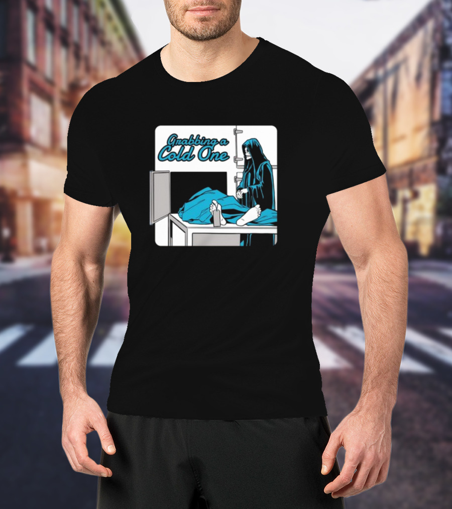 Grabbing A Cold One Grim Reaper With Feet On Morgue Table T-Shirt