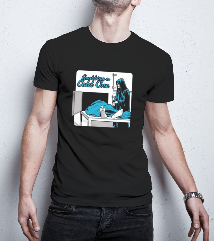 Grabbing A Cold One Grim Reaper With Feet On Morgue Table T-Shirt