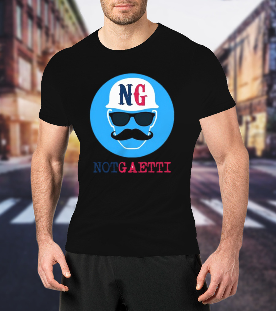 NG Not Gaetti Mustache Hat Sunglasses Blue Circle T-Shirt