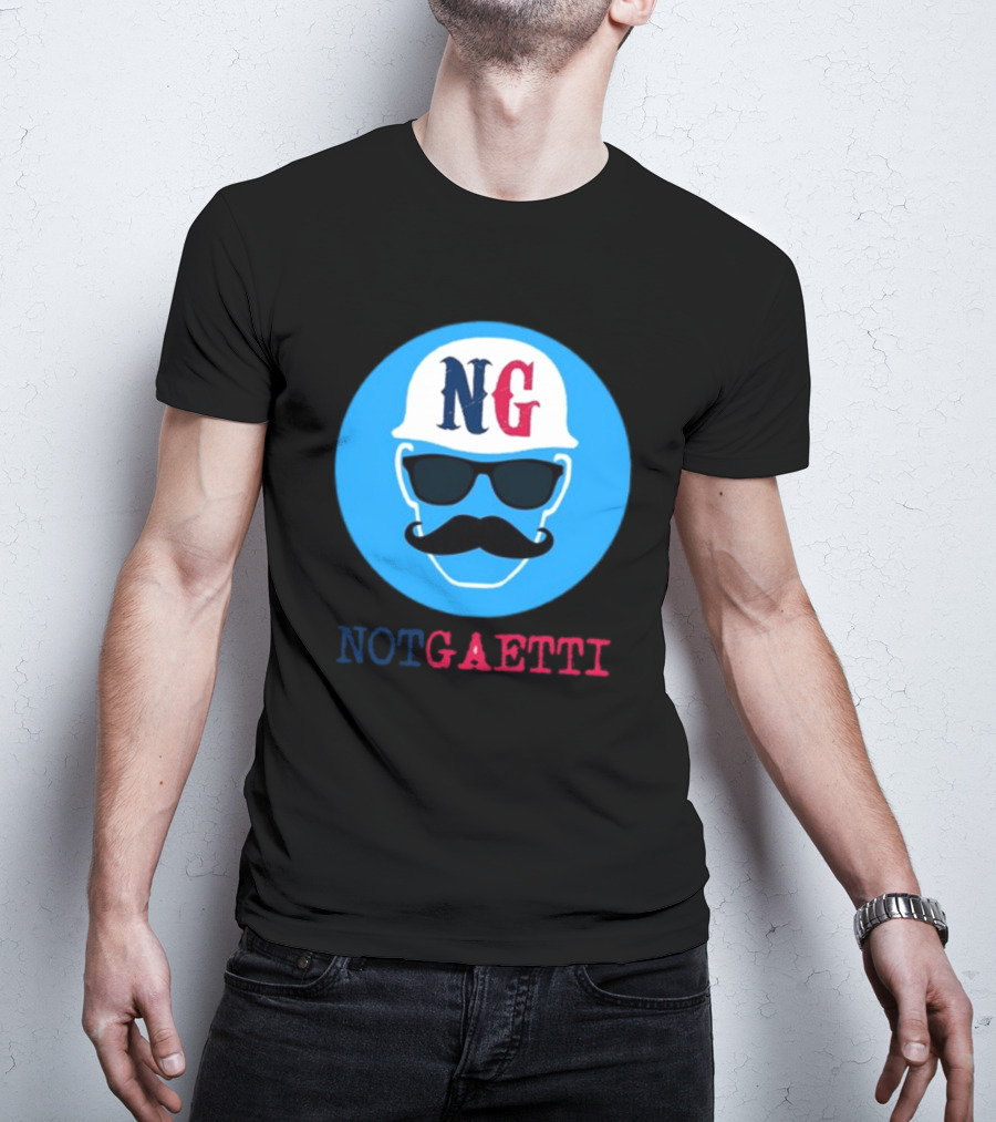 NG Not Gaetti Mustache Hat Sunglasses Blue Circle T-Shirt