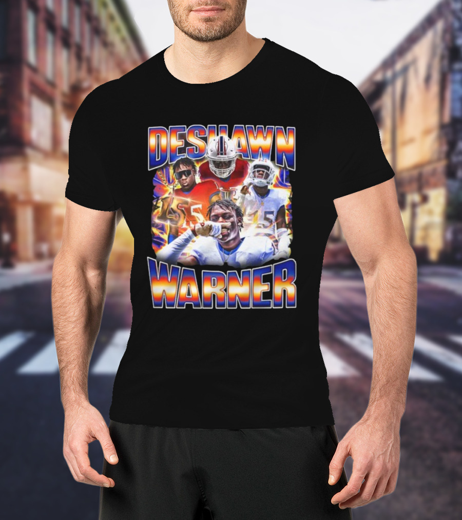 Desawn Warner Football Athletes Action Collage T-Shirt