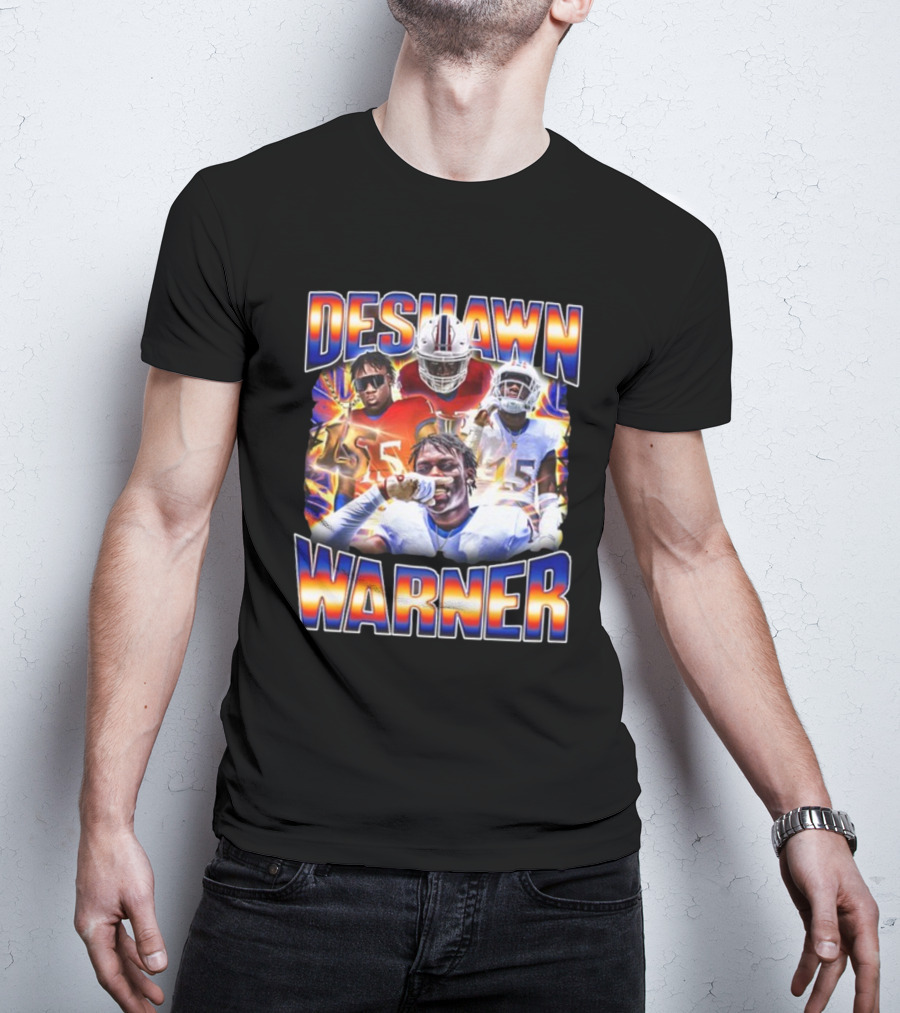 Desawn Warner Football Athletes Action Collage T-Shirt