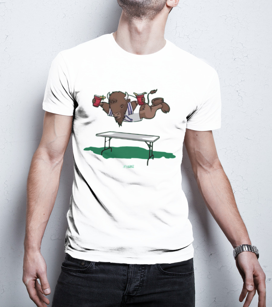 Smack Buffalo Jumping Over Table With Red Cups T-Shirt