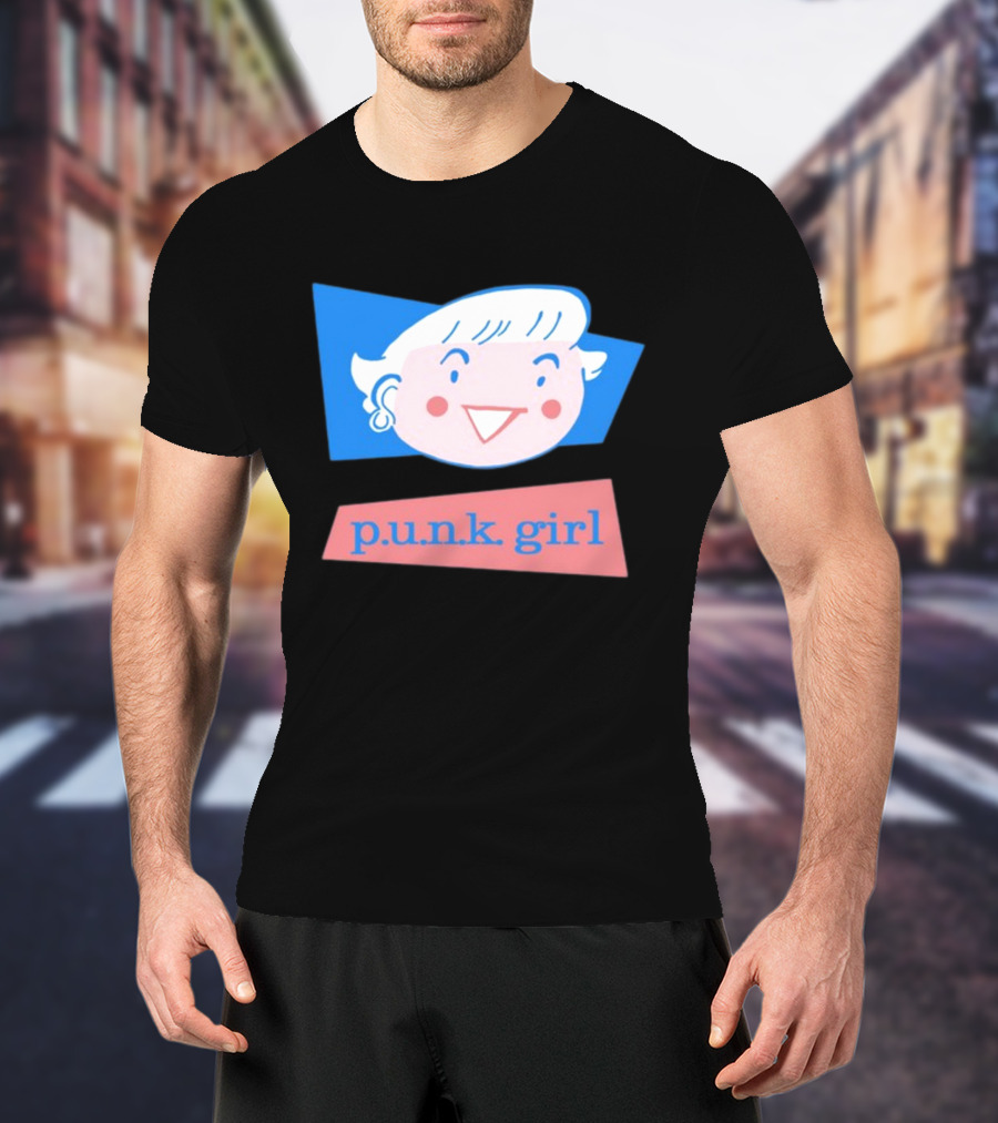 P.U.N.K. Girl Retro Cartoon Style Face T-Shirt