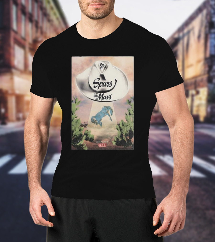 Dec 23 Spurs At Mavs Presented By H-E-B Cowboy Hat And Cactus Scene T-Shirt