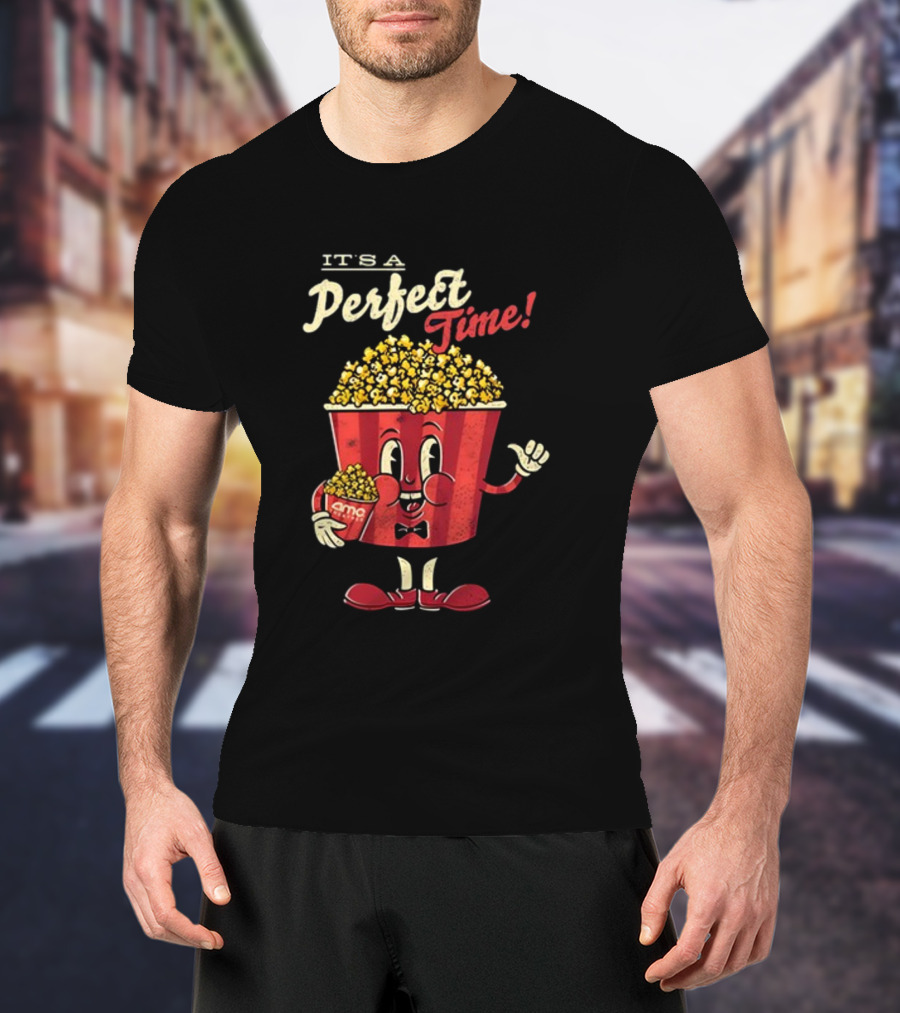It's A Perfect Time AMC Theatres Movie Popcorn Cartoon T-Shirt