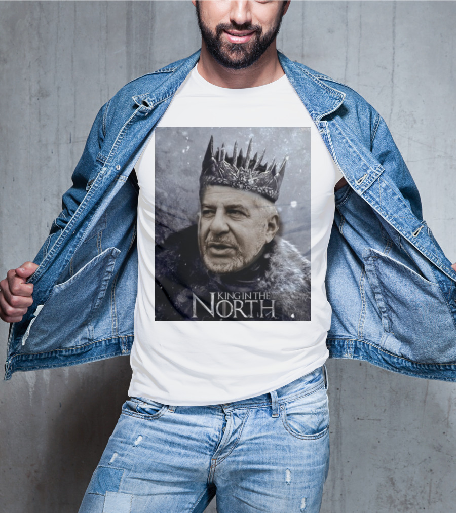 Bill Belichick King In The North Game Of Thrones Style Crown And Fur Cloak T-Shirt