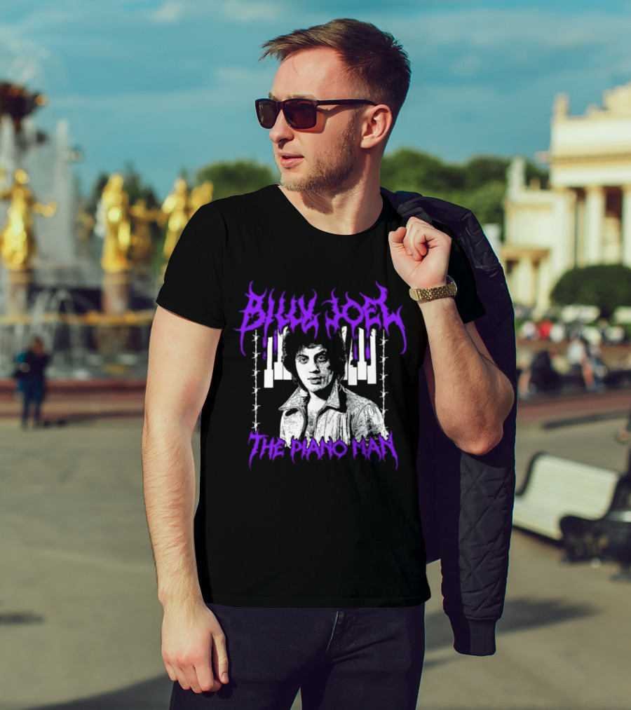 Billy Joel The Piano Man Purple Lettering Piano Keys T-Shirt