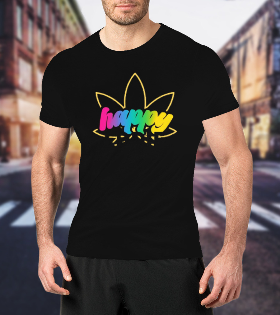 Happy Eddie Freestyle Rainbow Font Leaf T-Shirt