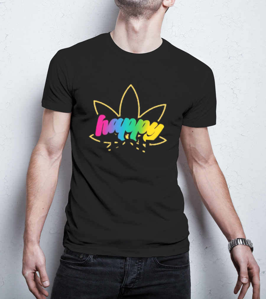 Happy Eddie Freestyle Rainbow Font Leaf T-Shirt