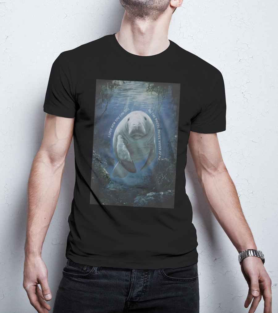 Waveygoods I Love How You Can Tell All The Pieces Pieces Pieces Of Me Manatee Ocean Scene T-Shirt