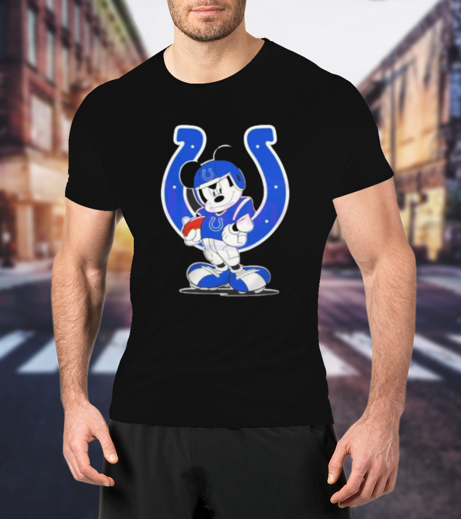 Indianapolis Colts NFL Mickey Mouse In Football Gear With Horseshoe T-Shirt