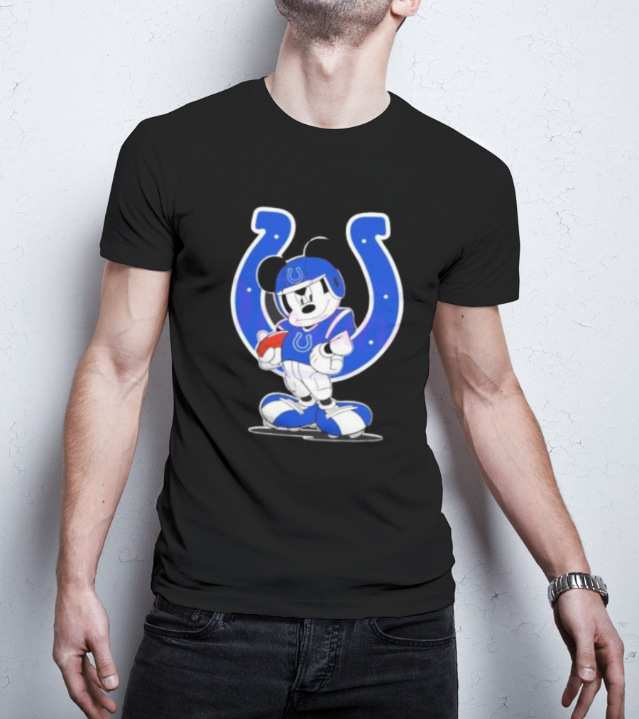 Indianapolis Colts NFL Mickey Mouse In Football Gear With Horseshoe T-Shirt