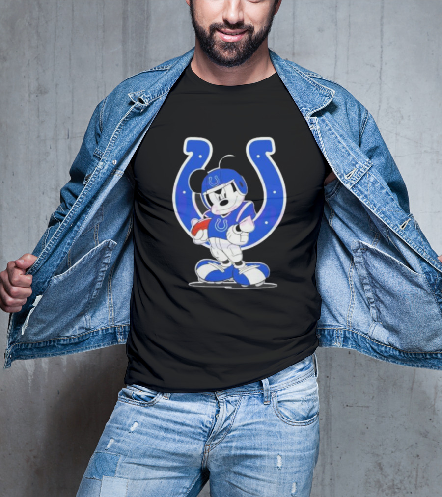 Indianapolis Colts NFL Mickey Mouse In Football Gear With Horseshoe T-Shirt
