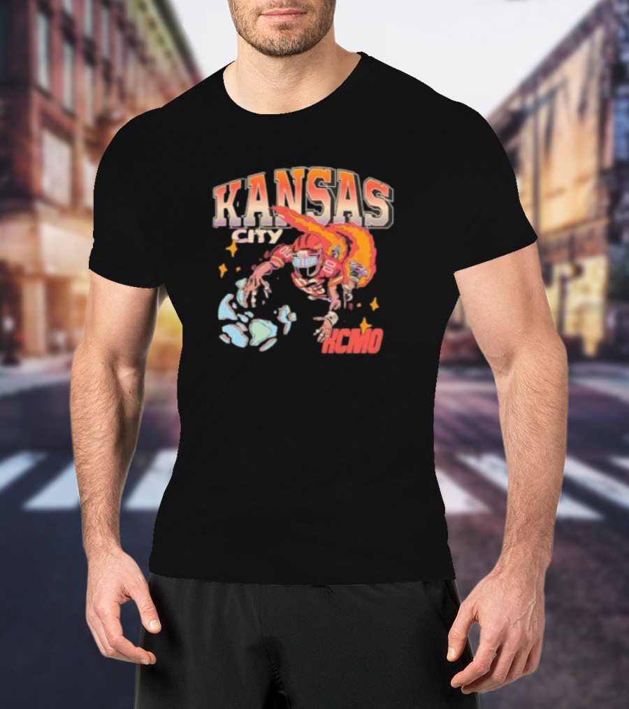 Kansas City Football Player KCMO Chiefs Mascot T-Shirt