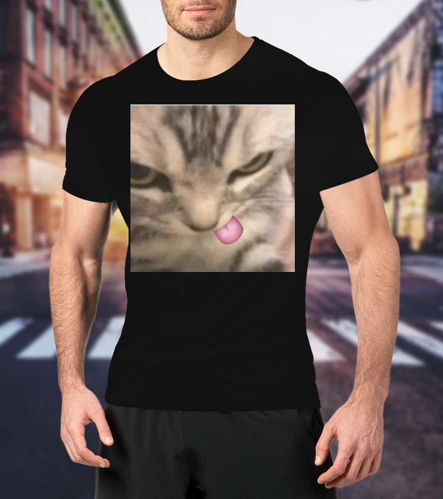 Sillyteestudio Silly Kitten Funny Cute Tongue Out Cat Meme T-Shirt