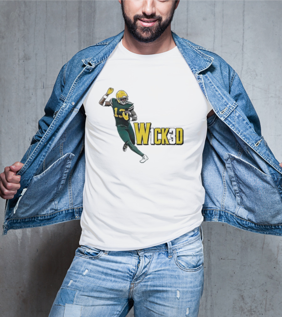 W1ck3d Football Player Yellow Helmet Green Jersey 13 T-Shirt