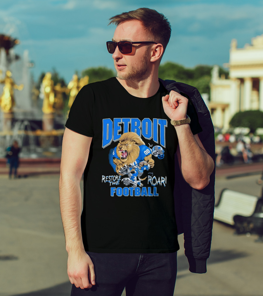 Detroit Restore The Roar Football Lion Player T-Shirt