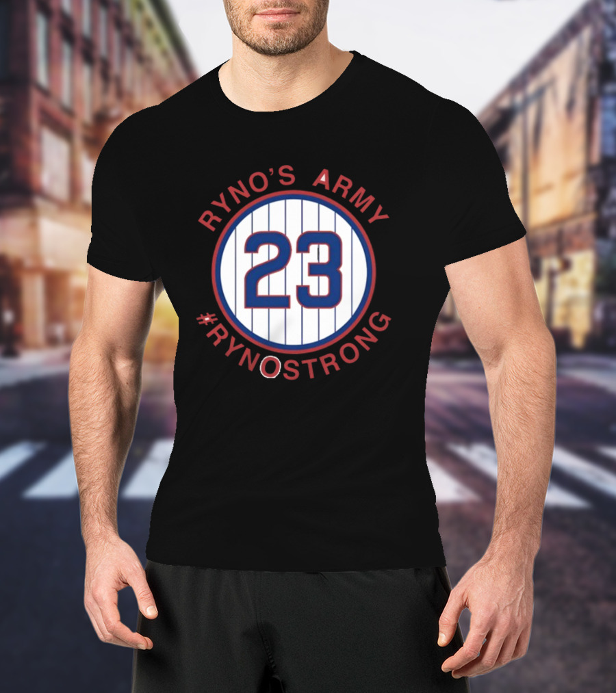 Ryno's Army 23 #RynoStrong Circle Logo White Pinstripes T-Shirt