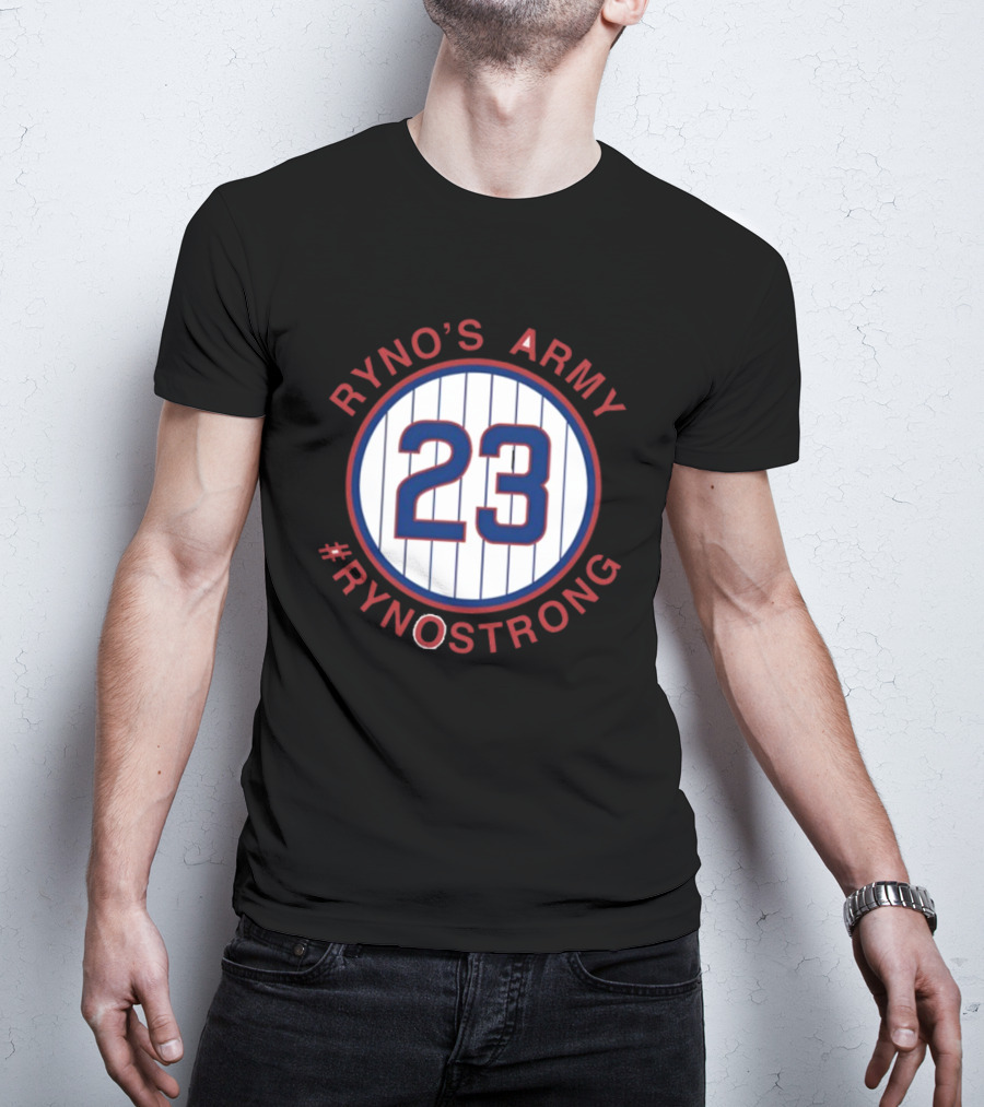 Ryno's Army 23 #RynoStrong Circle Logo White Pinstripes T-Shirt