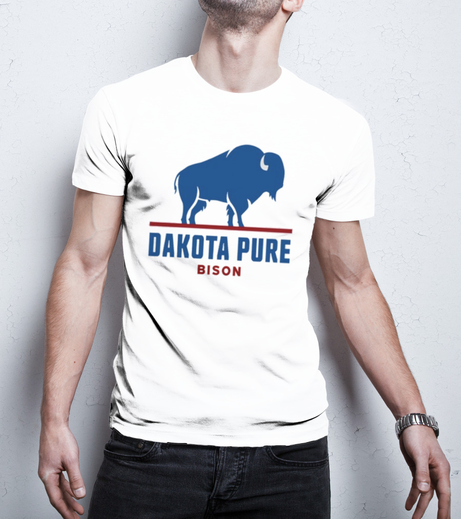 Shawn Baker Dakota Pure Bison Blue Icon Bison Red Line T-Shirt