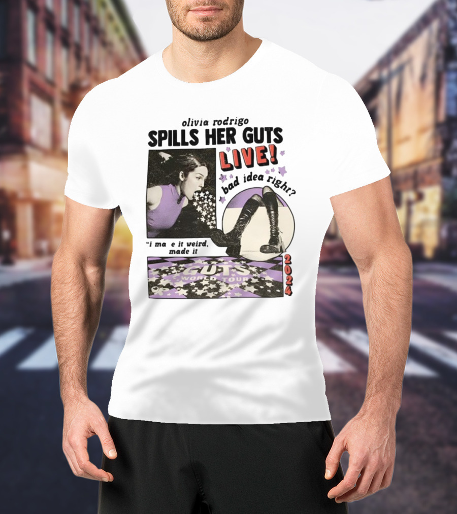 Olivia Rodrigo Spills Her Guts Live Bad Idea Right Guts World Tour T-Shirt
