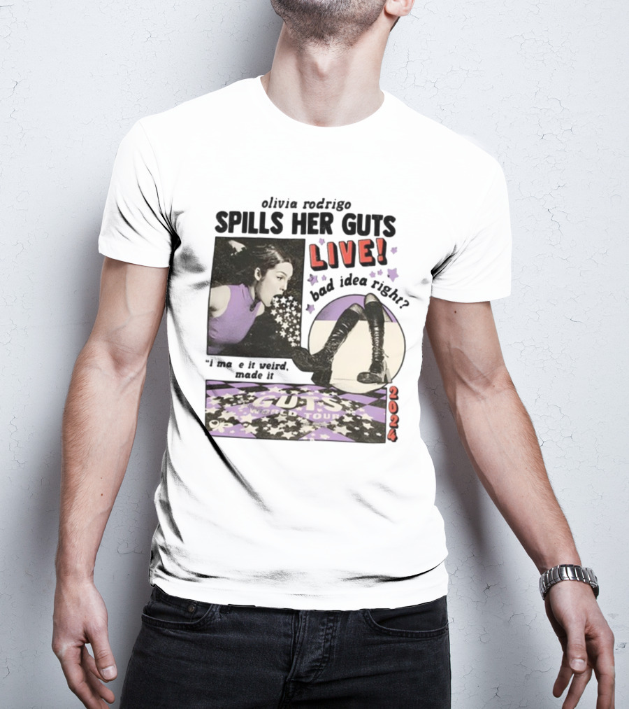 Olivia Rodrigo Spills Her Guts Live Bad Idea Right Guts World Tour T-Shirt