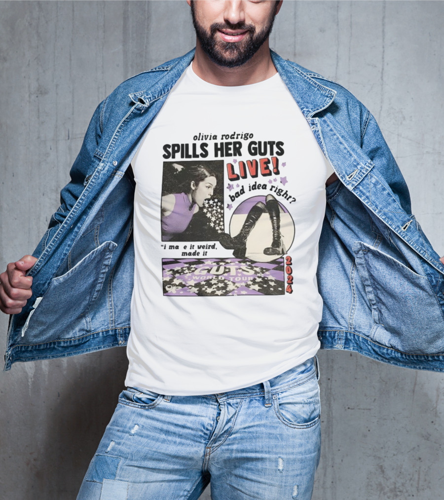 Olivia Rodrigo Spills Her Guts Live Bad Idea Right Guts World Tour T-Shirt