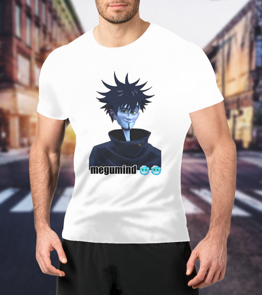 Spiky Haired Megumind Blue Emoji Face T-Shirt