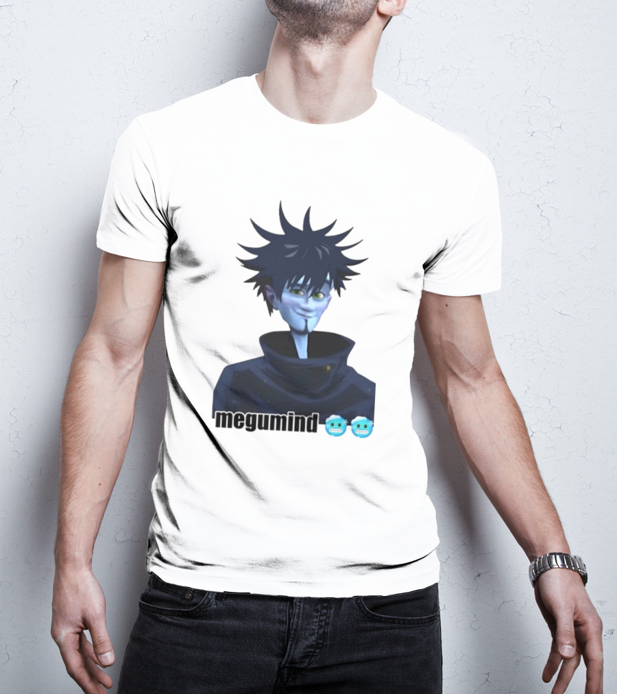 Spiky Haired Megumind Blue Emoji Face T-Shirt
