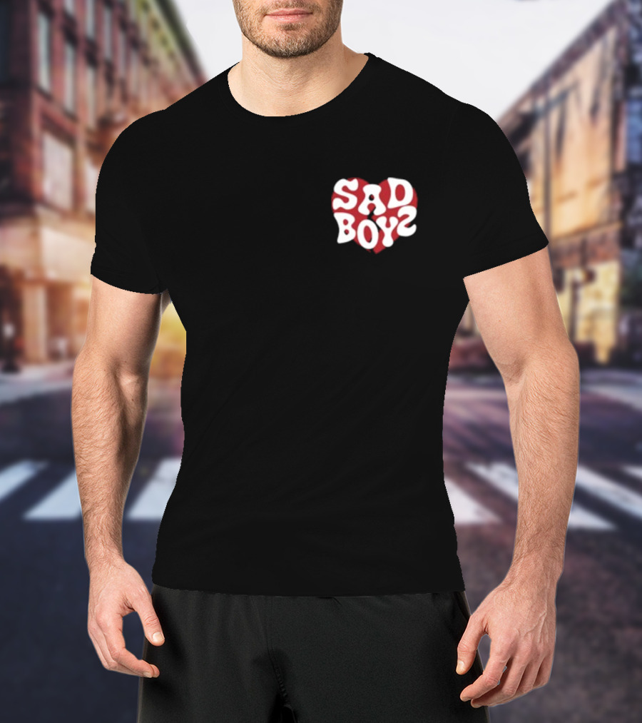 Sad Boyz Heart Logo Red And White Contrast T-Shirt