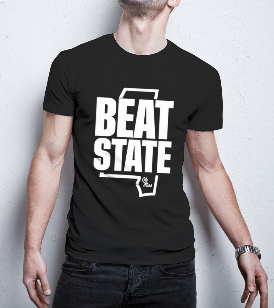 Beat State Ole Miss Mississippi Outline T-Shirt