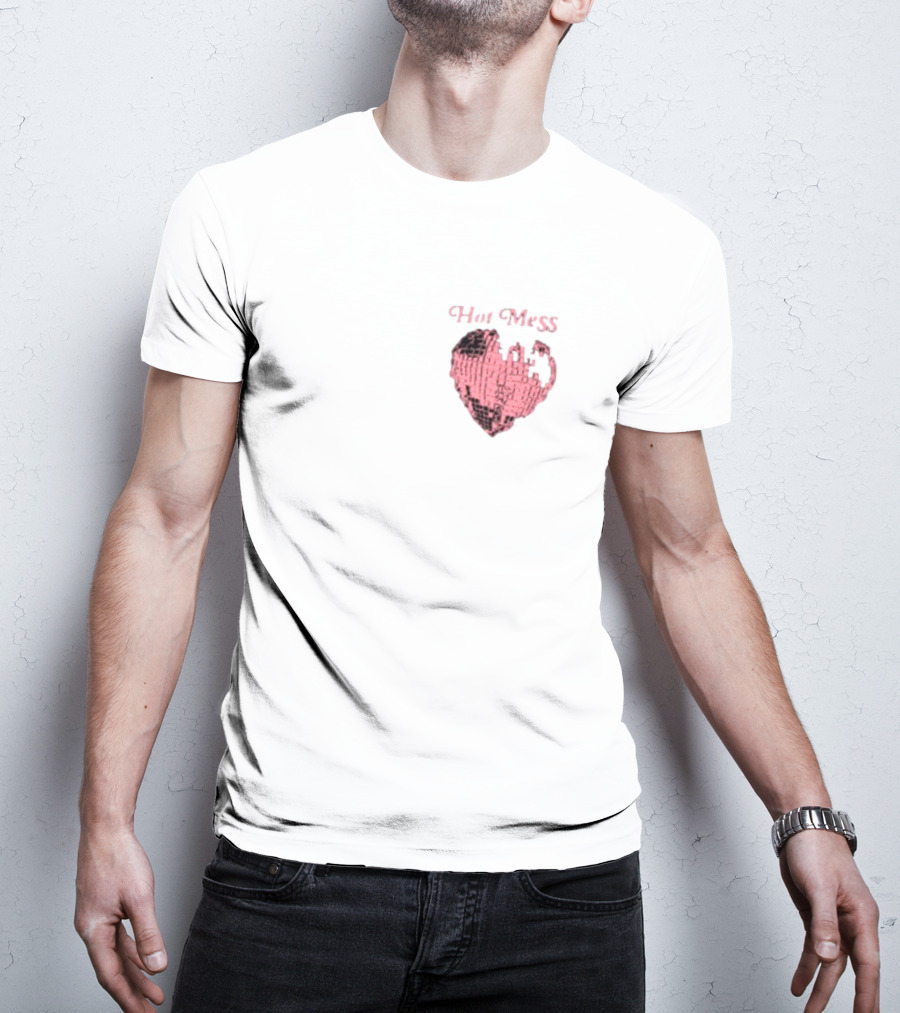 Hot Mess Pink Pixel Heart T-Shirt