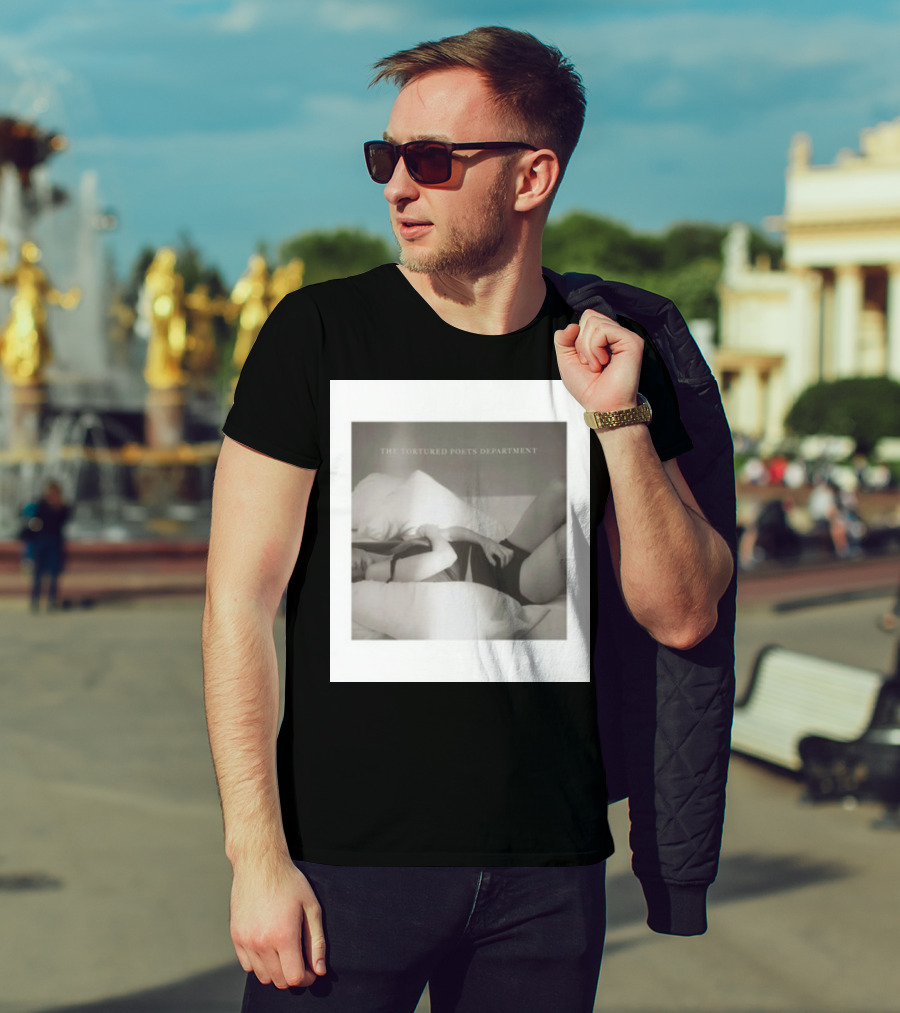 The Tortured Poets Department Lying Down Black And White Photograph T-Shirt